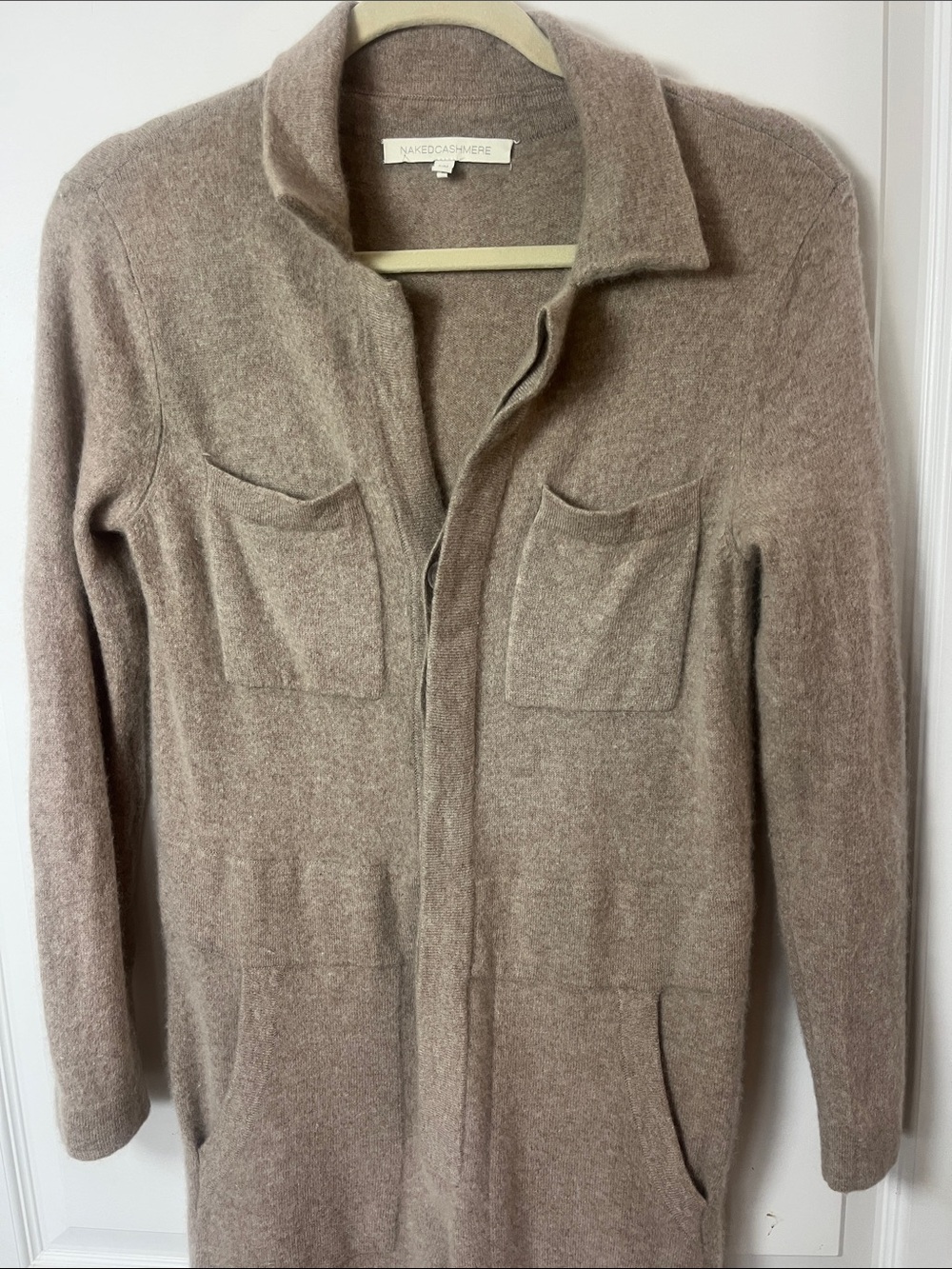 NakedCashmere soft tan oatmeal colored jumpsuit with pockets S/M - Picture 4 of 8